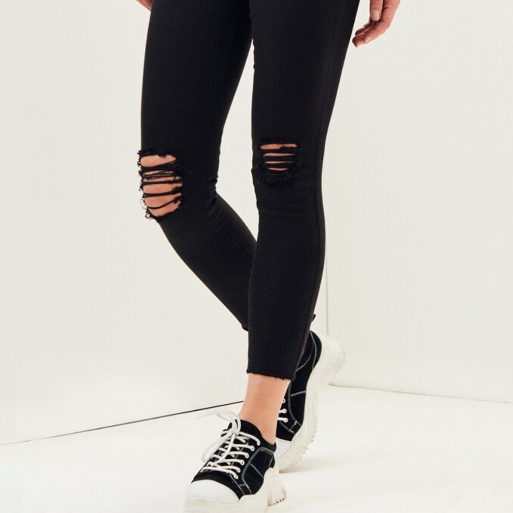 PacSun high rise ankle jeggings jeans distressed sz 23 black